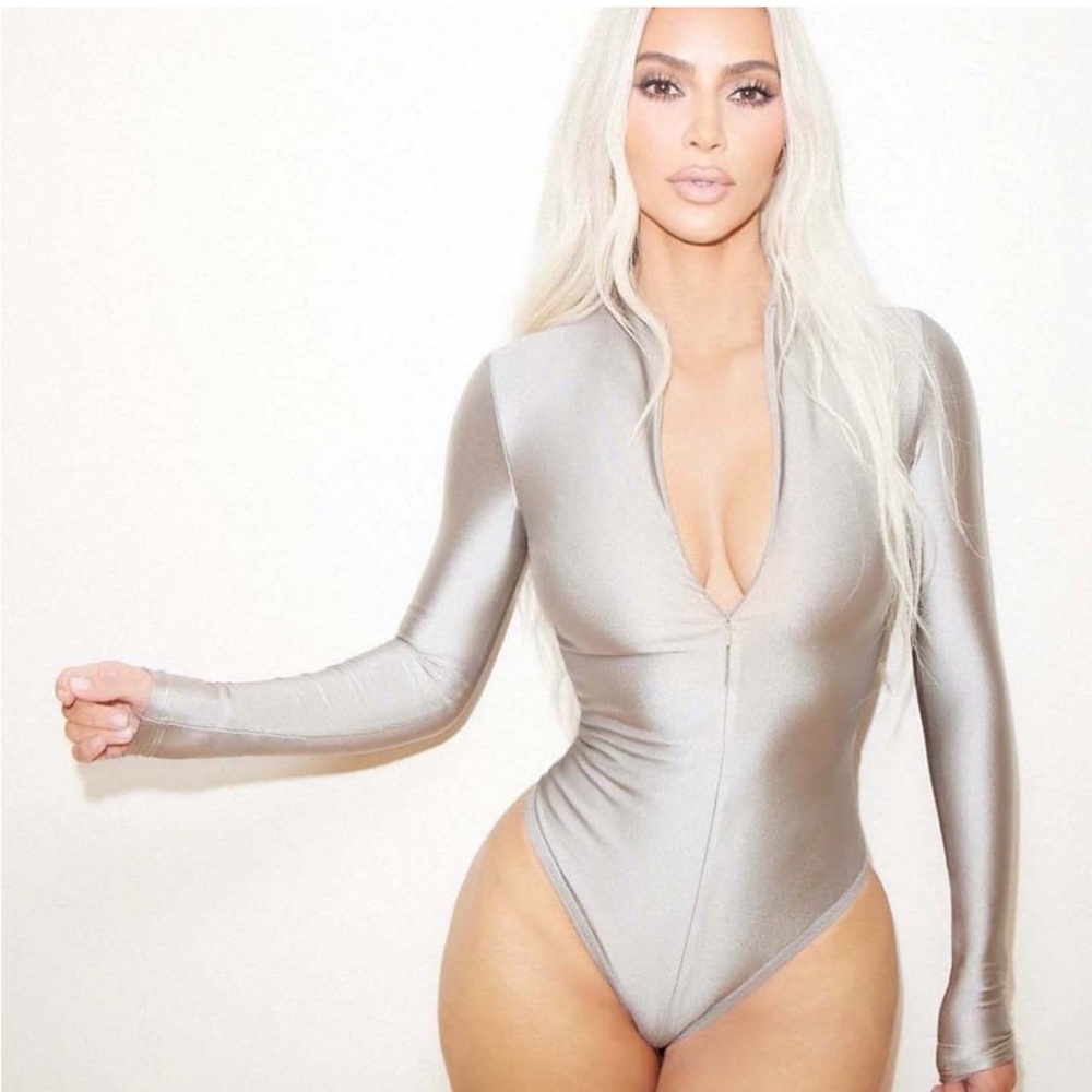 SKIMS Silver Long Sleeve Bodysuit